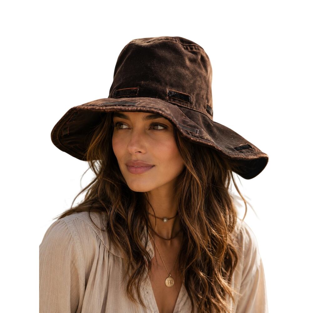 Accessorize Brown Velvet Floppy Hat Boho Wide Brim Festival Hat